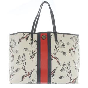 TORY BURCH KERRINGTON トートバッグ ハンドバッグ ロゴ 白 ホワイト 紺 ネイビー