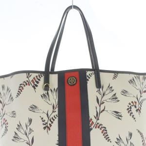 TORY BURCH KERRINGTON トートバッグ ハンドバッグ ロゴ 白 ホワイト 紺 ネイビー