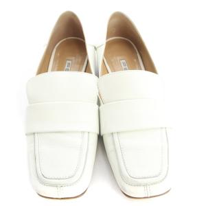 PELLICO CLIO パフィー ローファー レザー スクエアトゥ 37 24cm 白 ホワイト