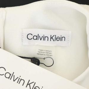 Calvin Klein バイカラーミディー丈ノースリーブワンピース ロング 切替 4 白 黒 ホワイト ブラック