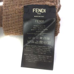 FENDI 手袋 グローブ ズッカ柄 ロゴ ウール 茶色 ブラウン