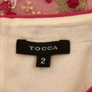 TOCCA PEACH TREE ワンピース 刺繍 膝丈 半袖 2 ピンク