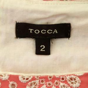 TOCCA 花柄レース ワンピース 刺繍 膝丈 半袖 2 ピンク 白 ホワイト