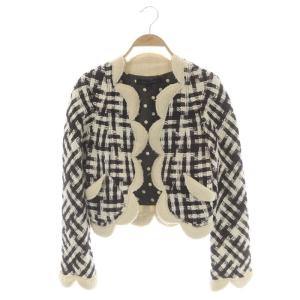 ツイードジャケット ショート 総裏地 ウール 0 アイボリー ダークブラウン オフホワイト