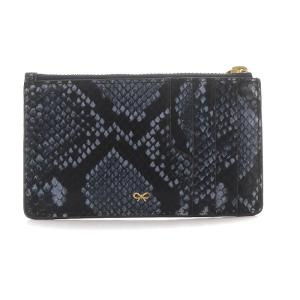 ANYA HINDMARCH Eyes アイズ コインケース カードケース パイソン 型押し フリンジ 青 ブルー