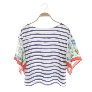 ボーダーフリルトップス カットソー 七分袖 36 マルチカラー