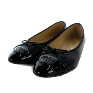 G02819 ココマーク ラムスキン バレエシューズ リボン 35 ブラック