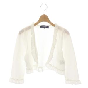 コットン フリル ボレロ カーディガン ニット 七分袖 クロップド 38 白 ホワイト 218325