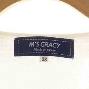 M'S GRACY コットン フリル ボレロ カーディガン ニット 七分袖 クロップド 38 白 ホワイト 218325