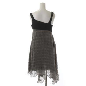 Chalayan ラップワンピース 膝丈 ノースリーブ シルク リネン混 38 黒 ブラック マルチカラー