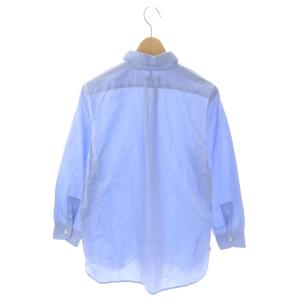 MARGARET HOWELL ラウンドカラーシャツ コットン 七分袖 2 青 ブルー