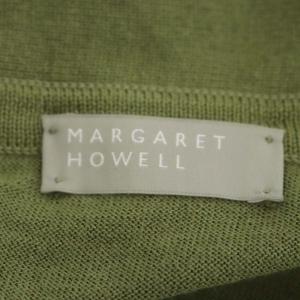 MARGARET HOWELL ボウタイニットカーディガン 七分袖 カーキ