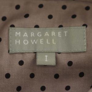 MARGARET HOWELL ギャザー ドット 半袖ブラウス シャツ ラウンドカラー 1 グレージュ 黒 ブラック