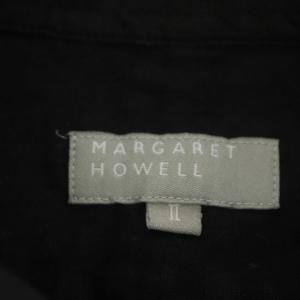 MARGARET HOWELL ブラウス シャツ シルク混 七分袖 ピンタック 2 黒 ブラック