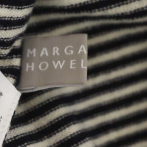 MARGARET HOWELL ボーダータートルネックニット カットソー 七分袖 2 黒 ブラック オフホワイト