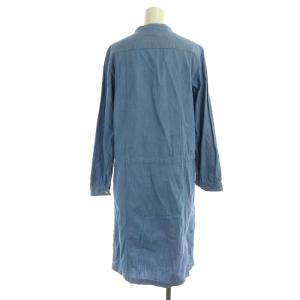 MHL. スタンドカラーデニムワンピース シャツワンピース ロング 長袖 ドロスト 2 青 ブルー