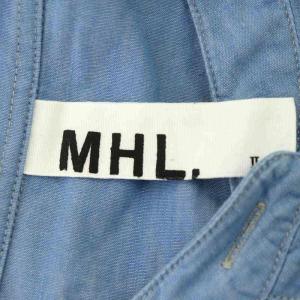 MHL. スタンドカラーデニムワンピース シャツワンピース ロング 長袖 ドロスト 2 青 ブルー