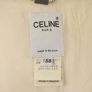 CELINE フード付きコート コットン ダブル ロング 38 生成り ベージュ