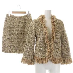 jules tournier ツイード セットアップ スーツ 上下 ノーカラージャケット ループフリンジ タイトスカート ミニ