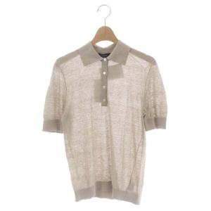 22SS リネン ニットポロシャツ半袖 シアー S ライトブラウン