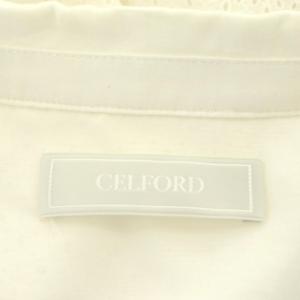 CELFORD コットンレースワンピース シャツワンピース ロング ノースリーブ ベルト付き 38 白 ホワイト
