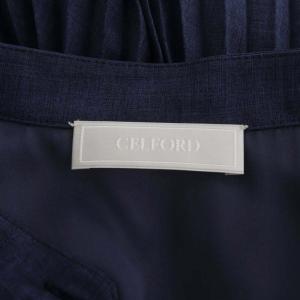 CELFORD 21SS シャツプリーツワンピース ロング ノースリーブ バンドカラー 38 インディゴブルー