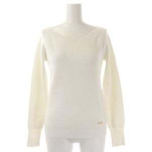 スカラップリブニット カットソー 長袖 38 オフホワイト