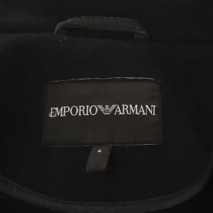 EMPORIO ARMANI レザー切替フェルトジップアップジャケット ブルゾン シープレザー S 黒 ブラック