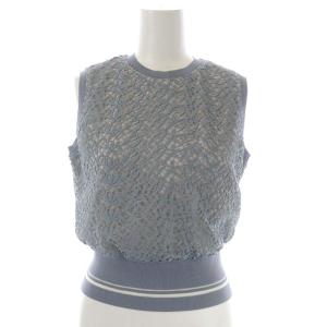 ミニリーフケミカルレースリブプルオーバー カットソー ニットソー ノースリーブ 36 ブルーグレー グレージュ