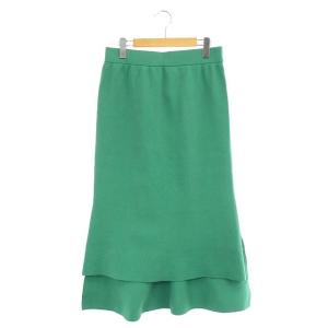 23SS クリアストレッチスカート 台形 フィッシュテール スリット ロング 38 緑 グリーン