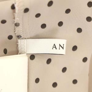 ANAYI ランダムドットプリントVネックワンピース 長袖 ロング フレア ギャザー 38 ライトピンク 茶色 ブラウン