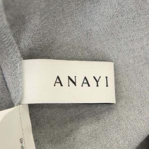 ANAYI ウールジョーゼットVネックワンピース 長袖 ロング フレア タック 前開き 38 グレー