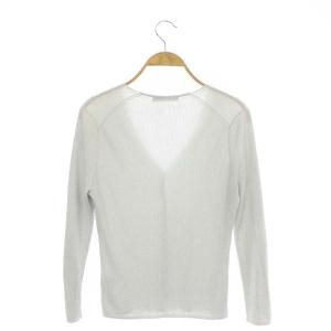 ANAYI ラメVネックリブカーディガン 八分袖 前開き 38 ライトグレー