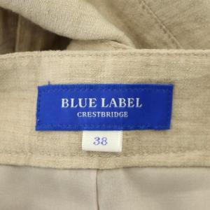 BLUE LABEL CRESTBRIDGE フリルノースリーブワンピース ロング ベルト付き フロントボタン 38 ベージュ