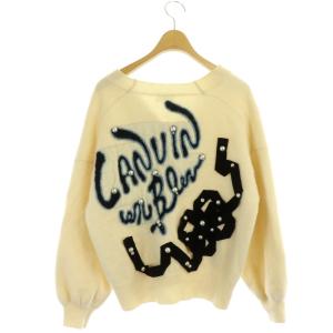 LANVIN en Bleu パール バックデザイン カーディガン ニット 長袖 38 アイボリー 黒 青