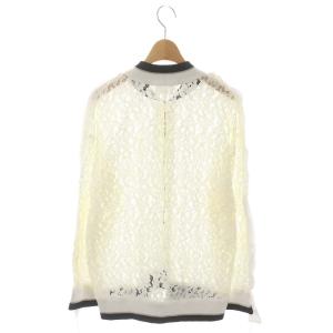 LANVIN en Bleu レースブルゾン ジャケット ジップアップ 38 白 黒 ゴールド色