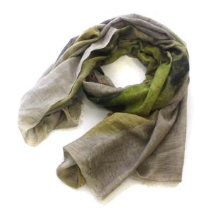 ストール 大判 ペイントプリント フリンジ グレー