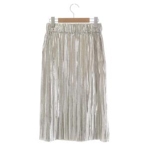 ISABEL MARANT ETOILE メタリックプリーツスカート ミモレ ロング フレア 36 シルバー色 ベージュ