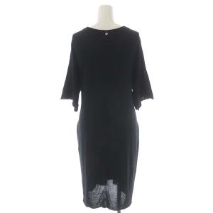 Maison Margiela エムエムシックス MM6 ウエストマークデザインニットワンピース 膝丈 五分袖 S 黒 ブラック S52CT0054 S15195