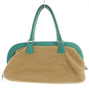 FENDI ストローハンドバッグ トートバッグ べージュ 水色 ブルー