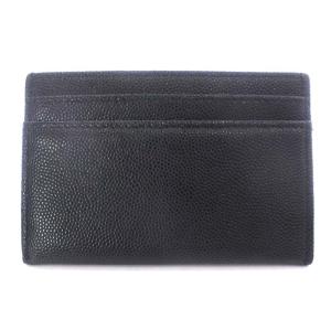 CHANEL カードケース パスケース ココマーク ステッチ キャビアスキン ブラック 23番台