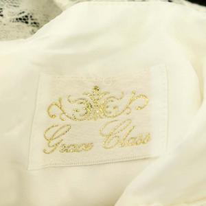 Grace Class リバーレース切替ワンピース 半袖 ミモレ丈 ロング 38 白 黒 ホワイト ブラック