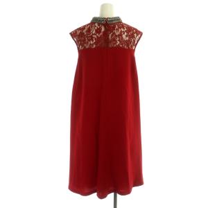 Diagram GRACE CONTINENTAL ビジュースタンドフレアワンピース ひざ丈 ノースリーブ レース 36 赤 レッド