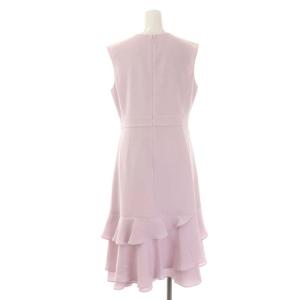 Grace Class ラッフルイレギュラーヘムワンピース ロング ノースリーブ Vネック ビジュー 38 ピンク