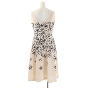 Grace Class グラデフラワー刺繍ワンピース ノースリーブ ミモレ丈 ロング 38 ピンクベージュ 黒 ブラック