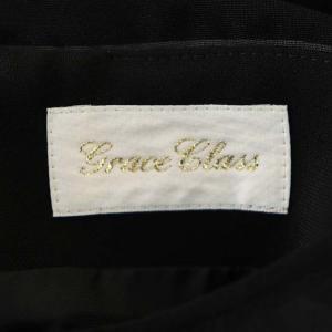 Grace Class オーガンラッフルドレス ワンピース ミモレ丈 ロング シアー 38 黒 ブラック オフホワイト