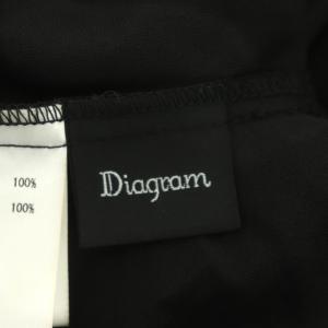 Diagram GRACE CONTINENTAL ノーカラーショートカーディガン 五分袖 フリンジジャガード ジップアップ 36 黒 ブラック