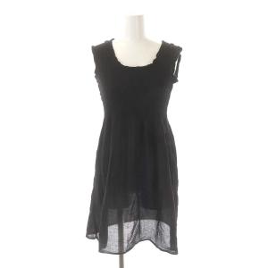 ノースリーブ チュニック ブラウス カットソー 黒 ブラック