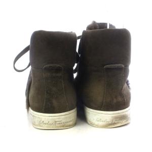 Salvatore Ferragamo スニーカー ハイカット ボア スエード 7.5 25cm カーキ