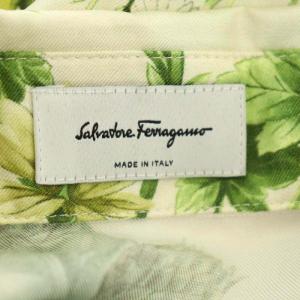Salvatore Ferragamo フラワープリントノースリーブワンピース ロング 総柄 シルク 44 アイボリー グリーン